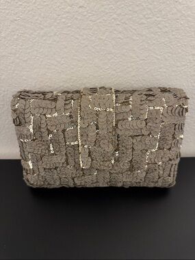 Simitri Sequined Evening Clutch in Light Taupe